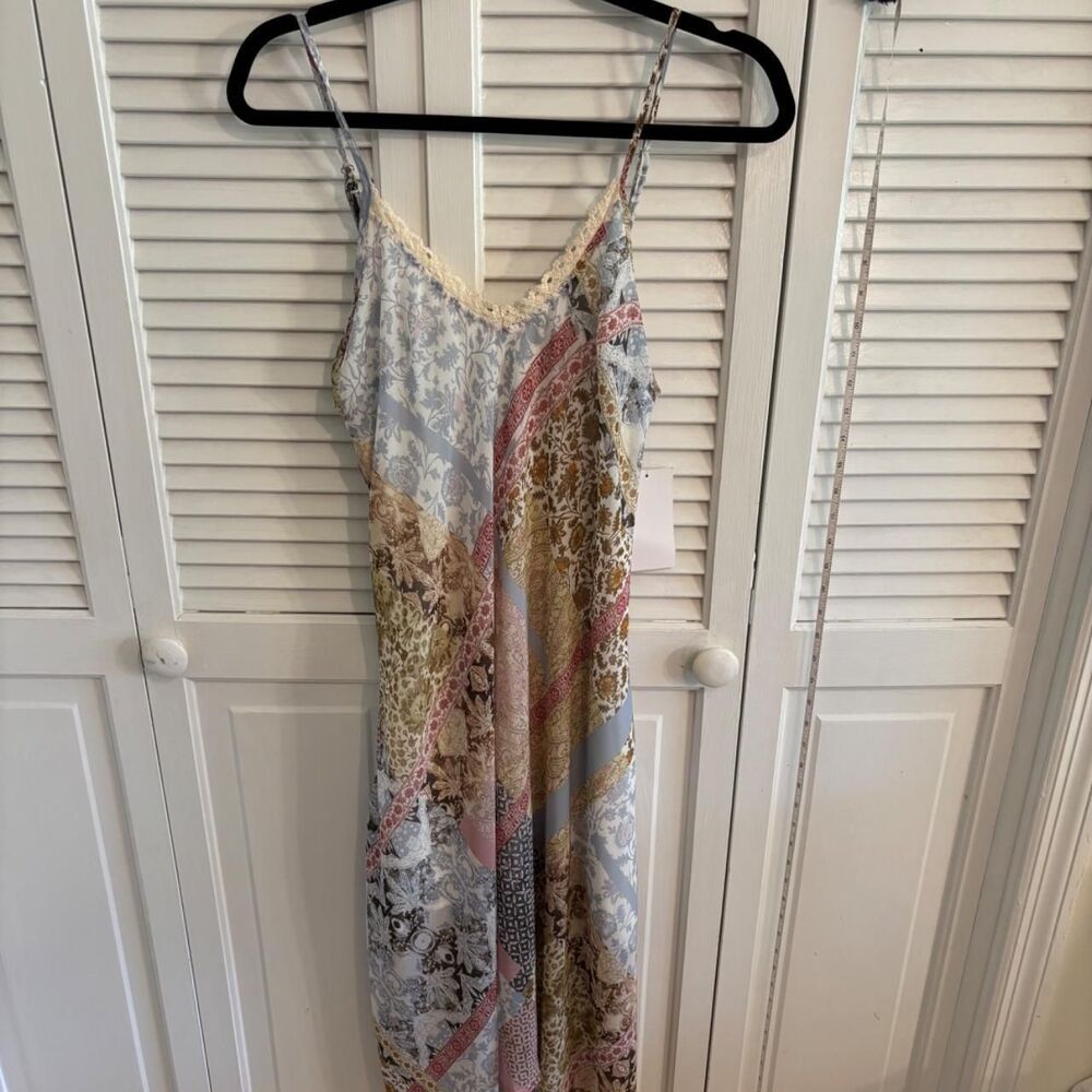 Wild Moss Asymmetrical Patchwork Slip Dress